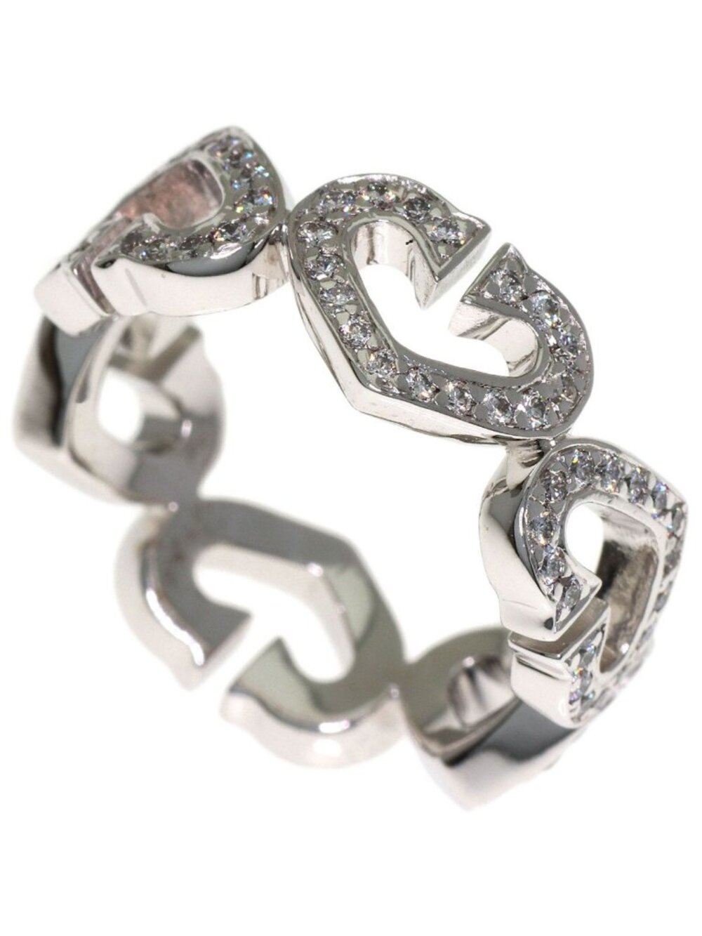 Cartier C Heart Full Diamond 53 Ring 18k White Gold